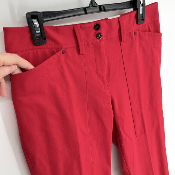 Tommy Hilfiger NEW Wide Leg Pants Womens Sz 8 Red VINTAGE Back Flap Pockets - Picture 2 of 11